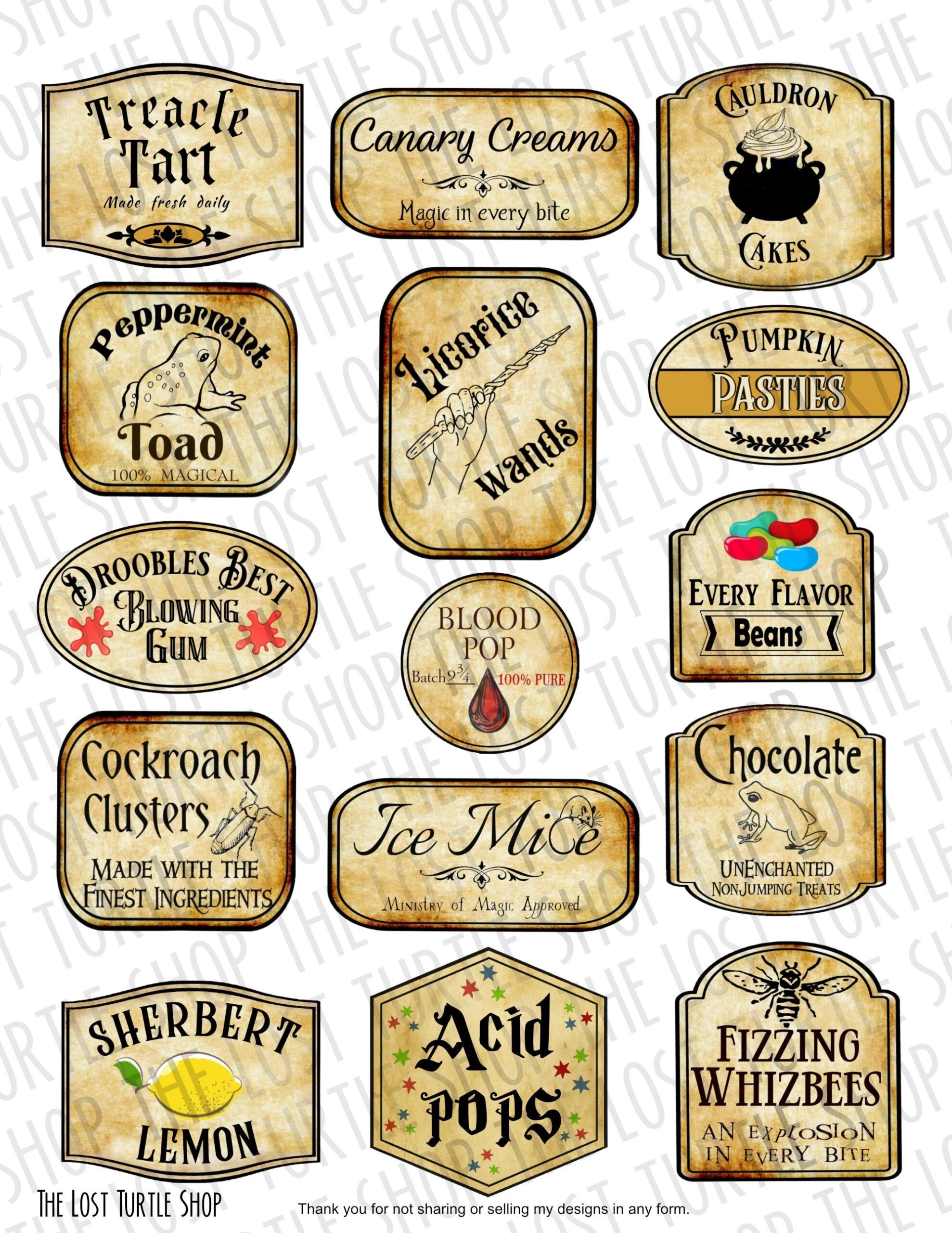 Wizard Treat Labels Party Food Tags Wizard Party Supplies Realistic Labels Potion Bottle Labels Wizard Party Decoration Potions Class Etsy