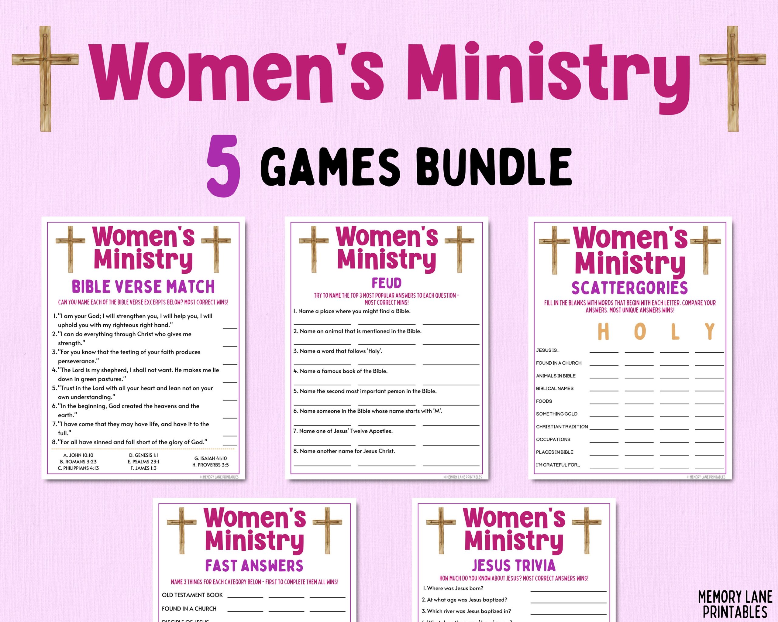Women s Ministry Games Bundle Bible Games Church Games Women s Retreat Games Bible Study Games Fun Printable Games Adult Games Etsy