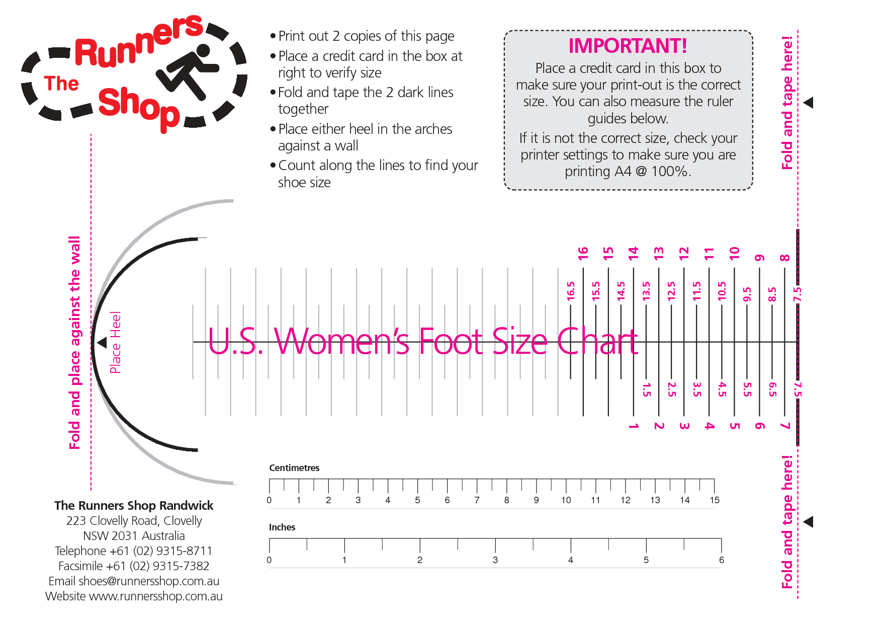 Women s Shoe Measurement Chart New Arrivals