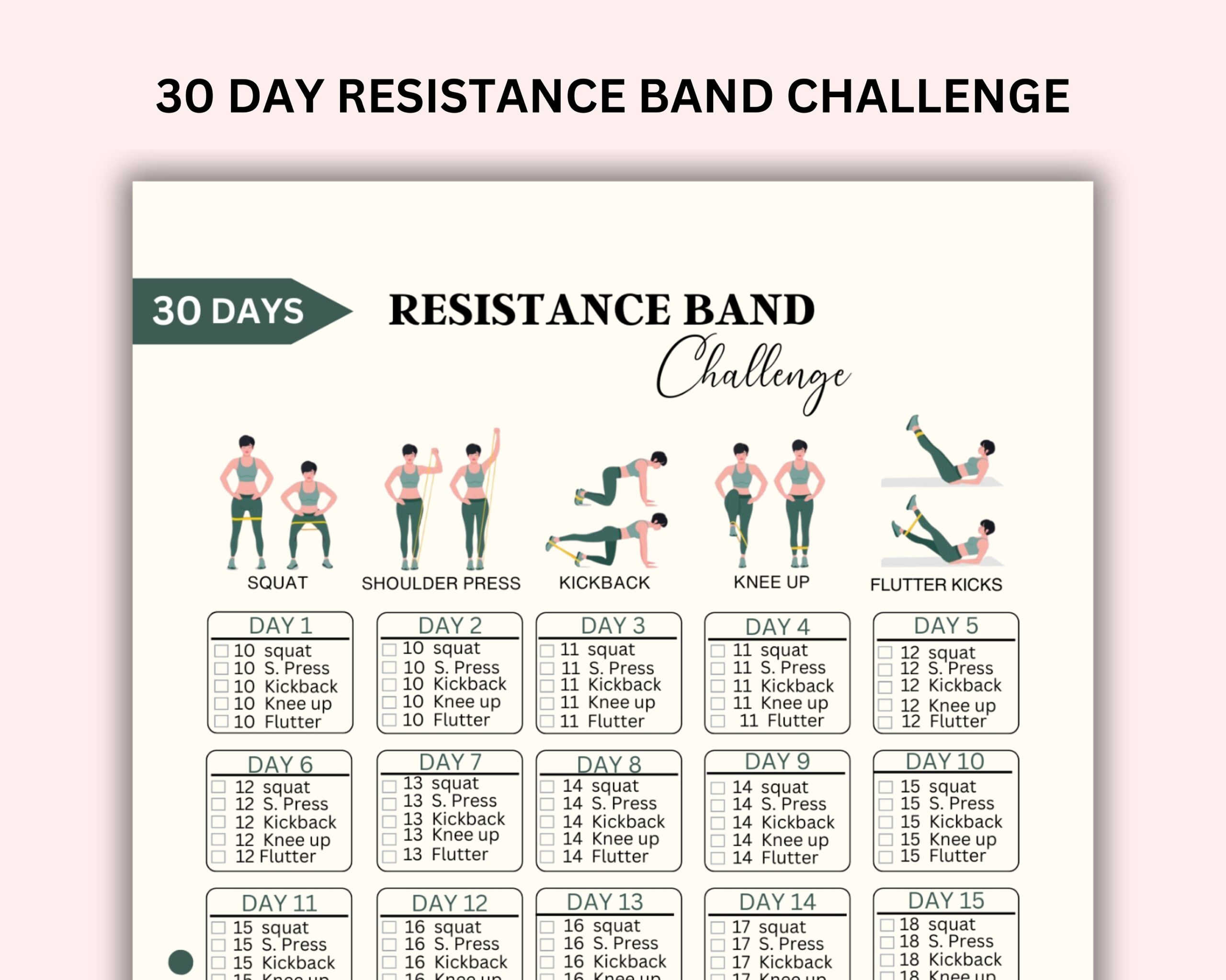 Workout Chart Day Resistance Band Workout A 31 day Abdominal Workout Plan For Summer No Crunches