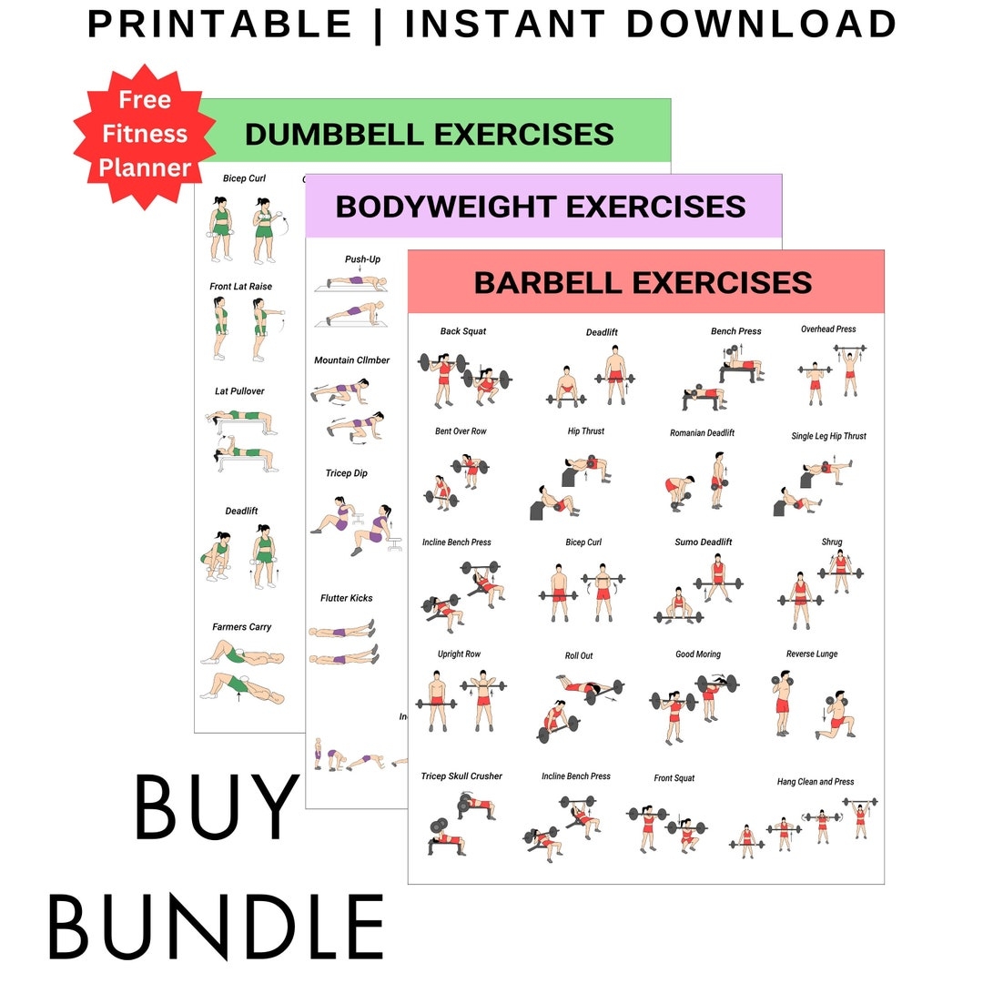 Workout Chart Workout Poster Workout Poster For Home Gym 