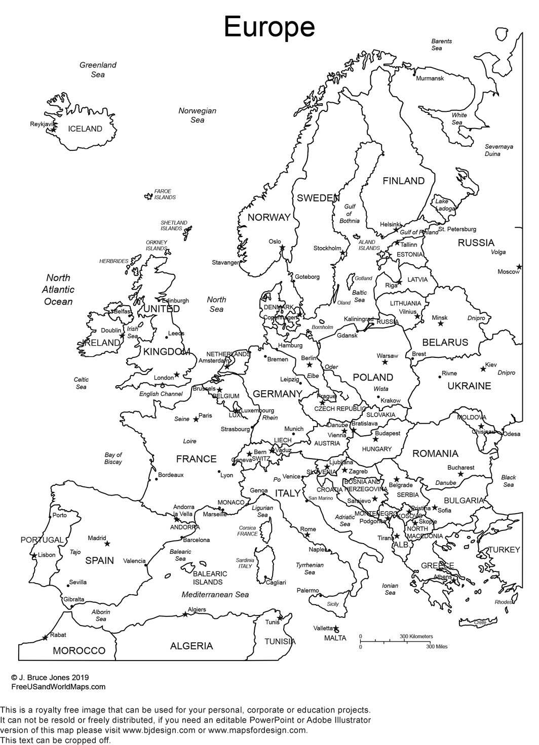 printable map of europe