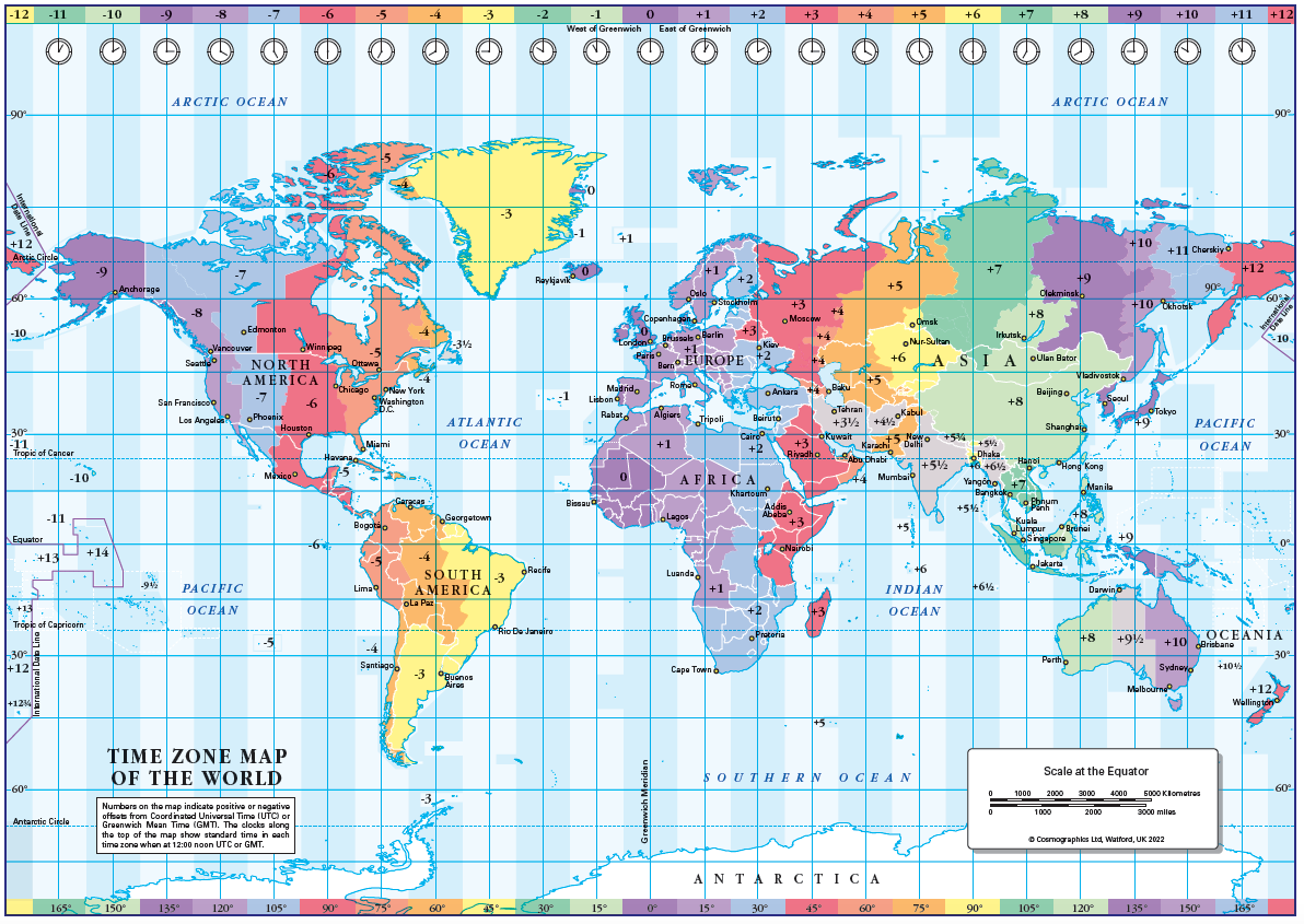 World Time Zones Map download 