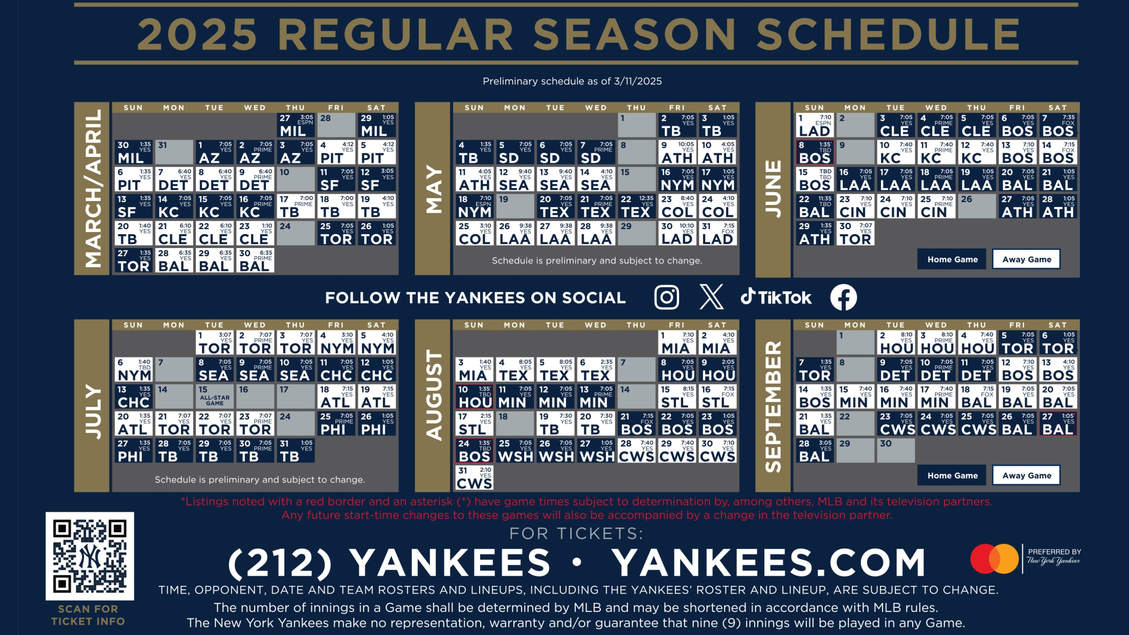 Yankees Printable Schedule New York Yankees