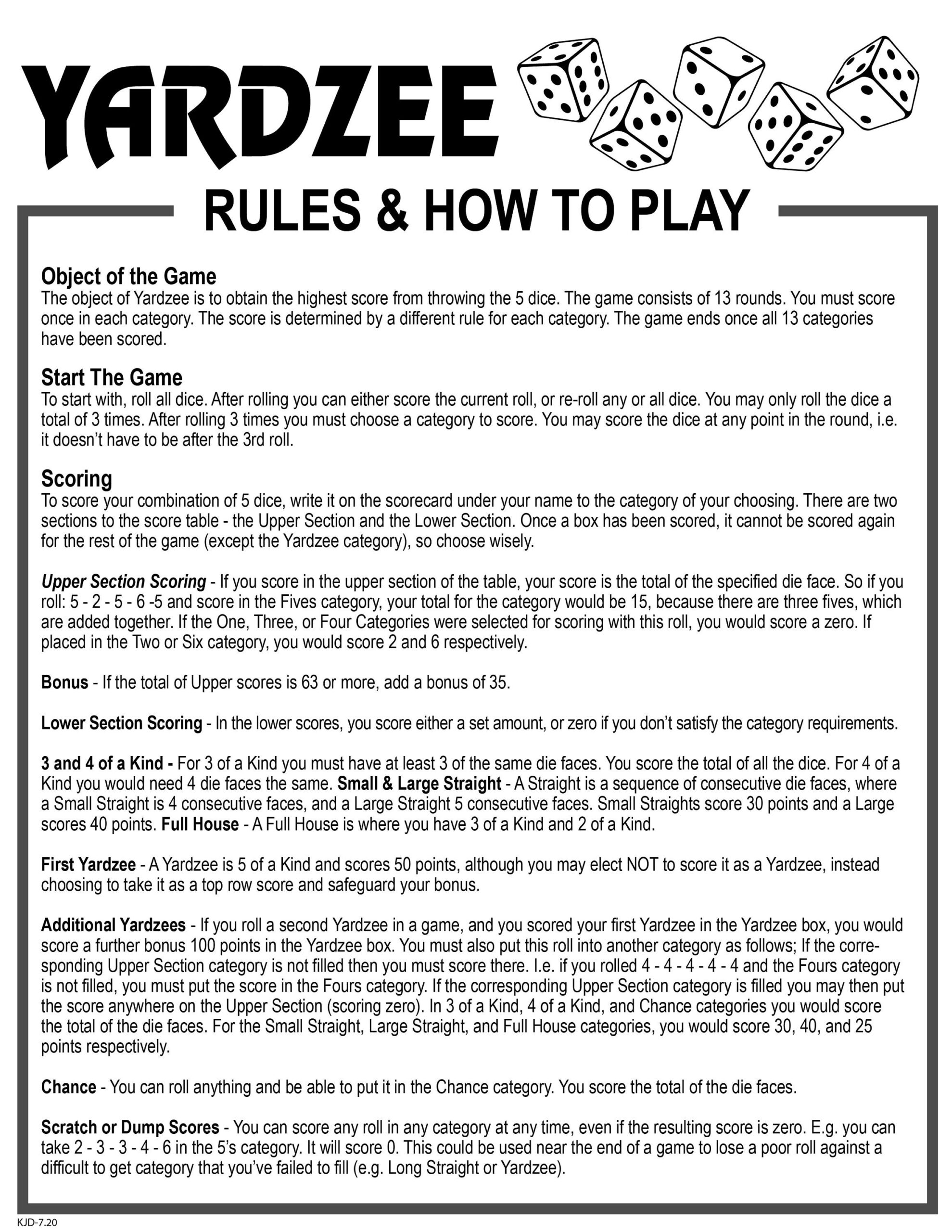 Yardzee Digital Score Card U0026 Rules Printable Instant Download Digital File PDF Score Sheet Cricut Yard Games