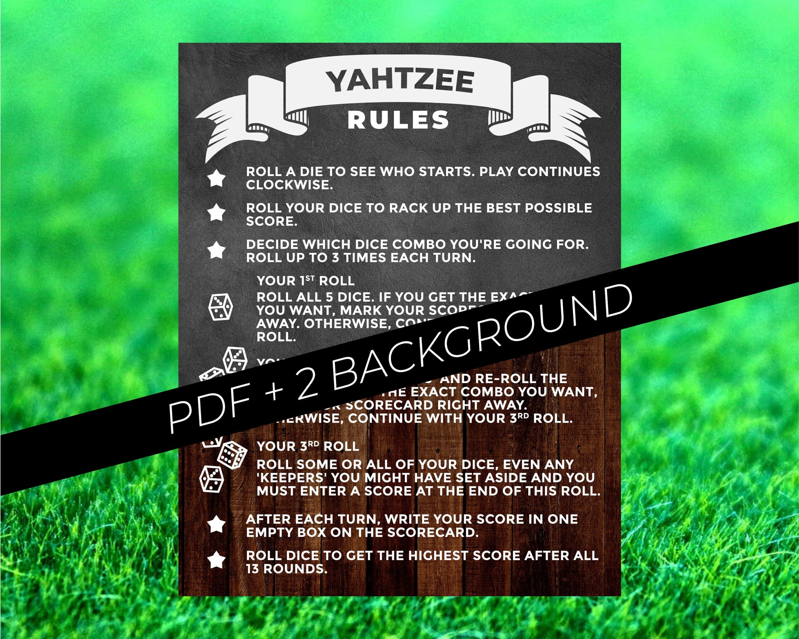 Yardzee Digital Score Card U0026 Rules Printable Instant Download Yardzee Digital Score Card U0026 Rules Printable Instant Download